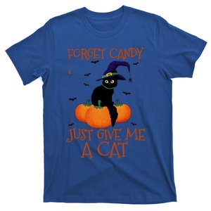 Forget Candy Just Give Me A Cat Funny Halloween Pumpkin Gift T-Shirt