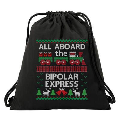 Funny Christmas Jumper Bipolar Express Train Gift Drawstring Bag