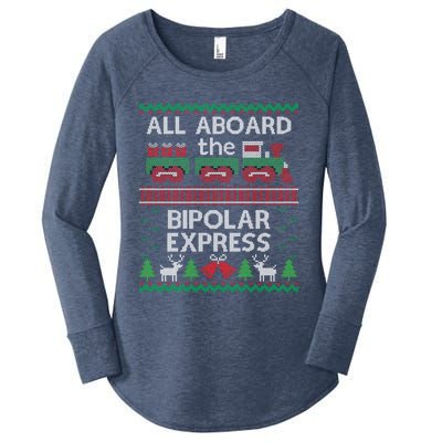 Funny Christmas Jumper Bipolar Express Train Gift Women's Perfect Tri Tunic Long Sleeve Shirt