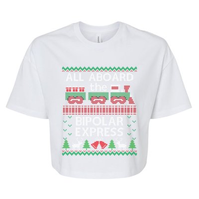 Funny Christmas Jumper Bipolar Express Train Gift Bella+Canvas Jersey Crop Tee