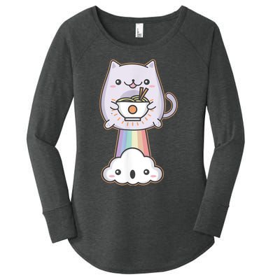 Farting Cat Japanese Ramen Noodle Kawaii Anime Gift Women's Perfect Tri Tunic Long Sleeve Shirt