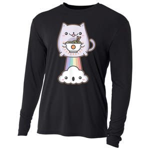 Farting Cat Japanese Ramen Noodle Kawaii Anime Gift Cooling Performance Long Sleeve Crew