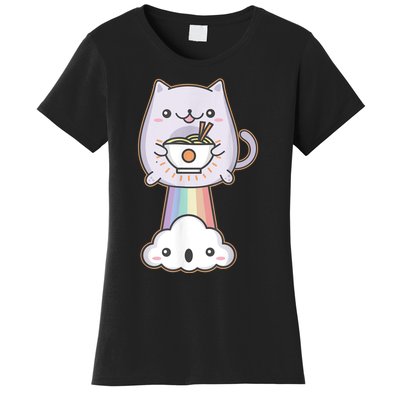 Farting Cat Japanese Ramen Noodle Kawaii Anime Gift Women's T-Shirt