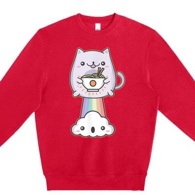 Farting Cat Japanese Ramen Noodle Kawaii Anime Gift Premium Crewneck Sweatshirt