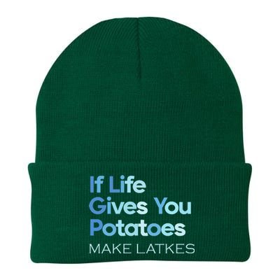 Funny Chanukah Jewish If Life Gives You Potatoes Make Latkes Knit Cap Winter Beanie