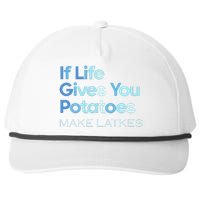 Funny Chanukah Jewish If Life Gives You Potatoes Make Latkes Snapback Five-Panel Rope Hat