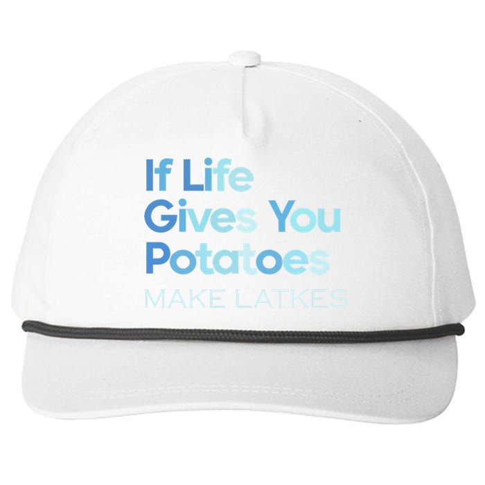 Funny Chanukah Jewish If Life Gives You Potatoes Make Latkes Snapback Five-Panel Rope Hat