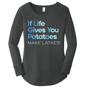 Funny Chanukah Jewish If Life Gives You Potatoes Make Latkes Women's Perfect Tri Tunic Long Sleeve Shirt