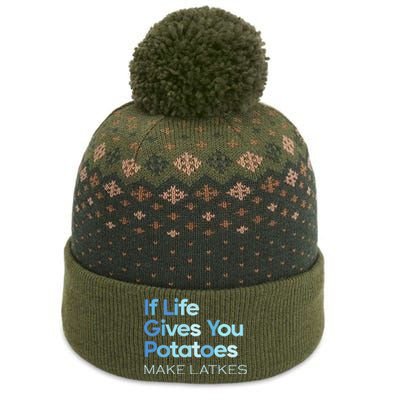 Funny Chanukah Jewish If Life Gives You Potatoes Make Latkes The Baniff Cuffed Pom Beanie