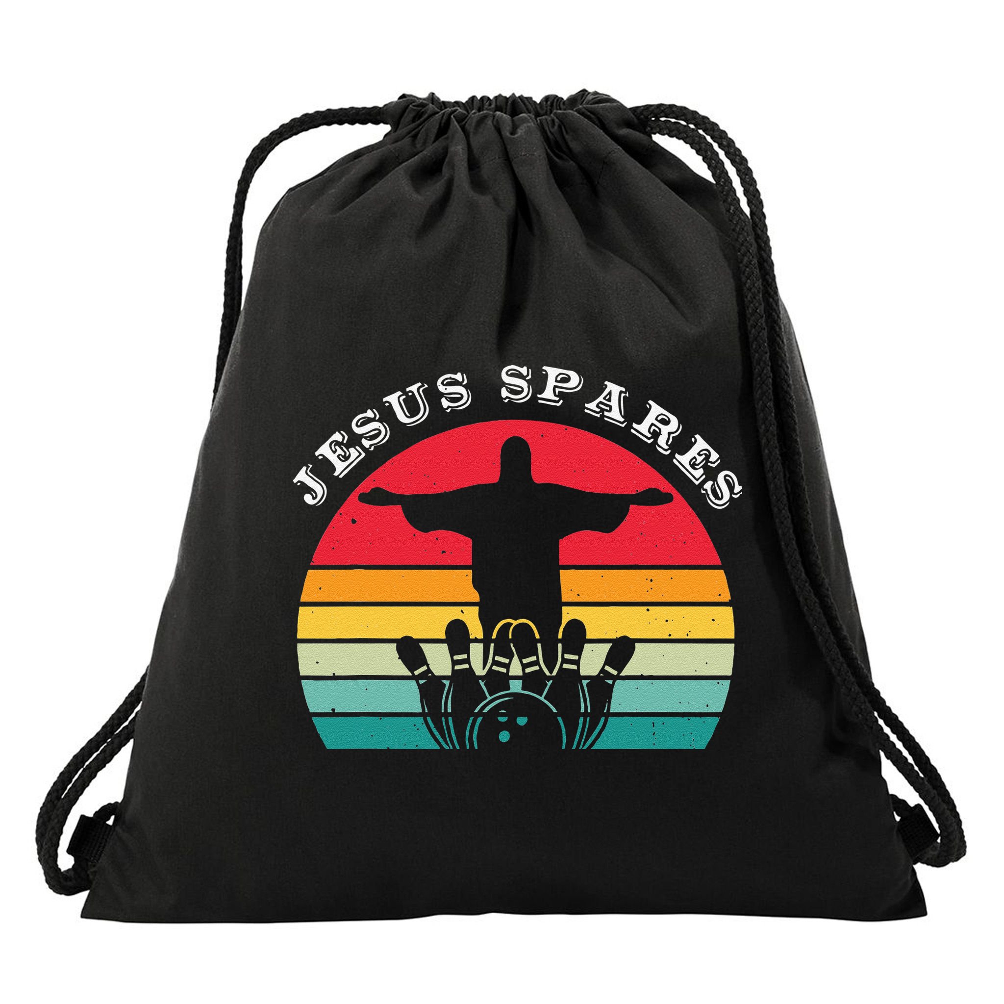 Funny Christian Jesus Spares Bowling Drawstring Bag