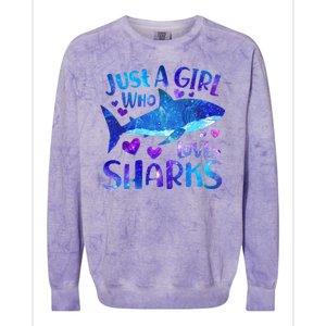 Funny Cute Just A Girl Who Loves Sharks Colorblast Crewneck Sweatshirt