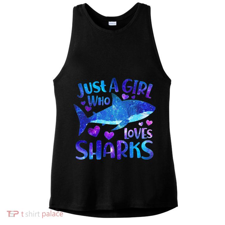 Funny Cute Just A Girl Who Loves Sharks Ladies PosiCharge Tri-Blend Wicking Tank