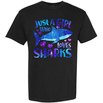 Funny Cute Just A Girl Who Loves Sharks Garment-Dyed Heavyweight T-Shirt