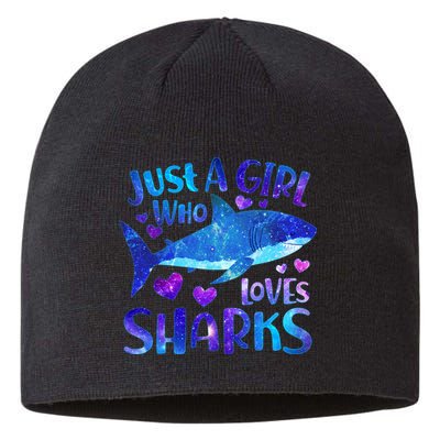 Funny Cute Just A Girl Who Loves Sharks Sustainable Beanie
