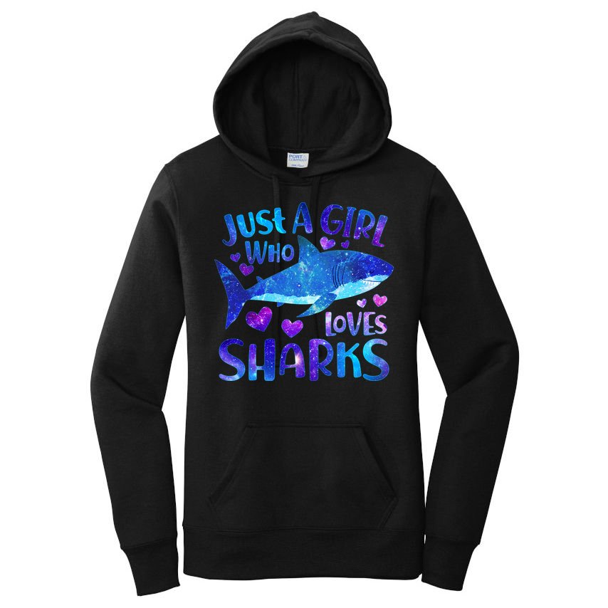 Funny Cute Just A Girl Who Loves Sharks Women's Pullover Hoodie
