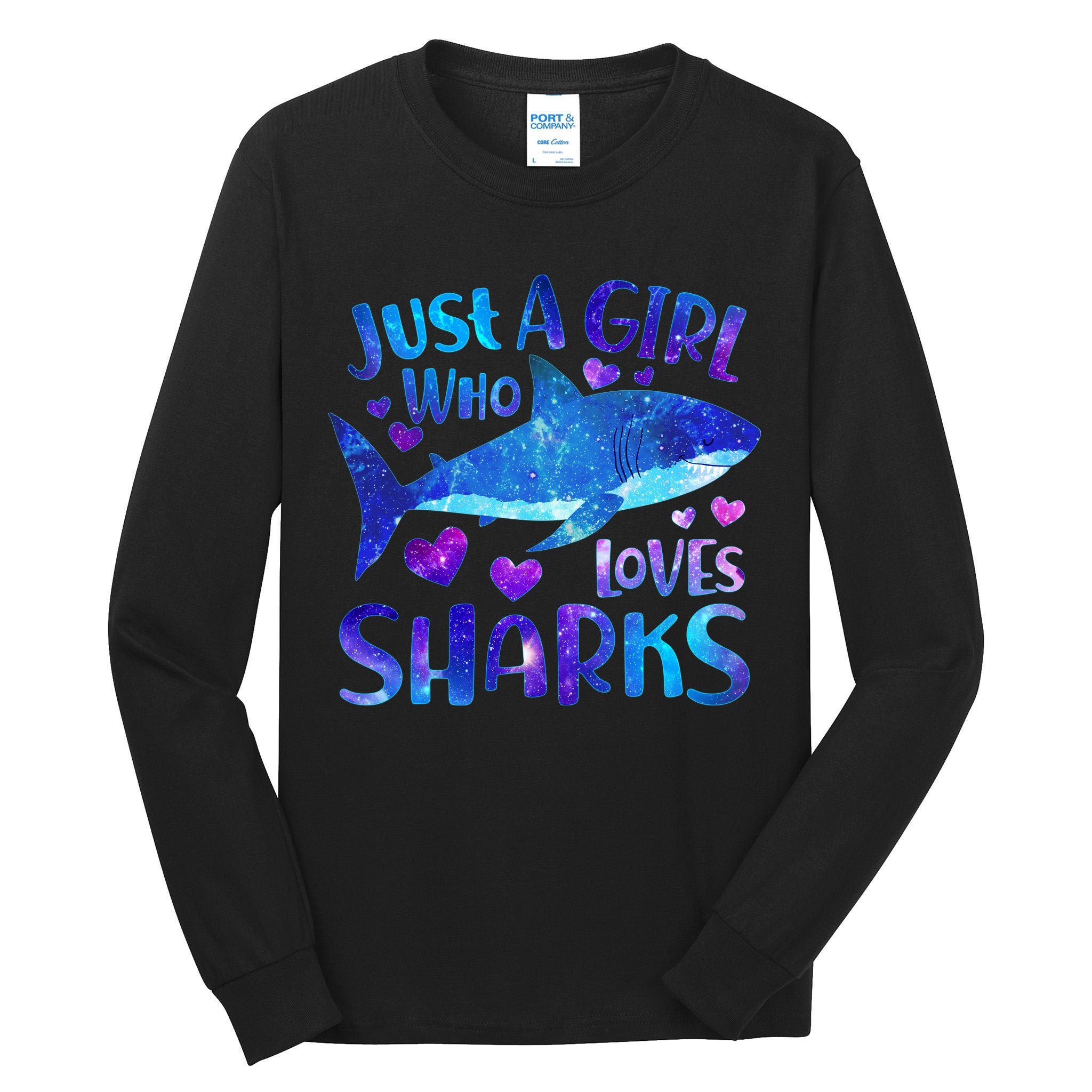 Funny Cute Just A Girl Who Loves Sharks Tall Long Sleeve T-Shirt