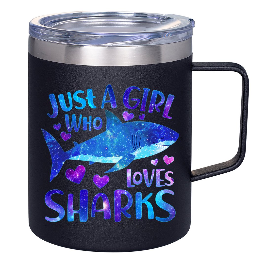 Funny Cute Just A Girl Who Loves Sharks 12oz Stainless Steel Coffee Mug