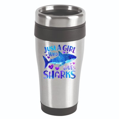 Funny Cute Just A Girl Who Loves Sharks 16oz Travel Tumbler