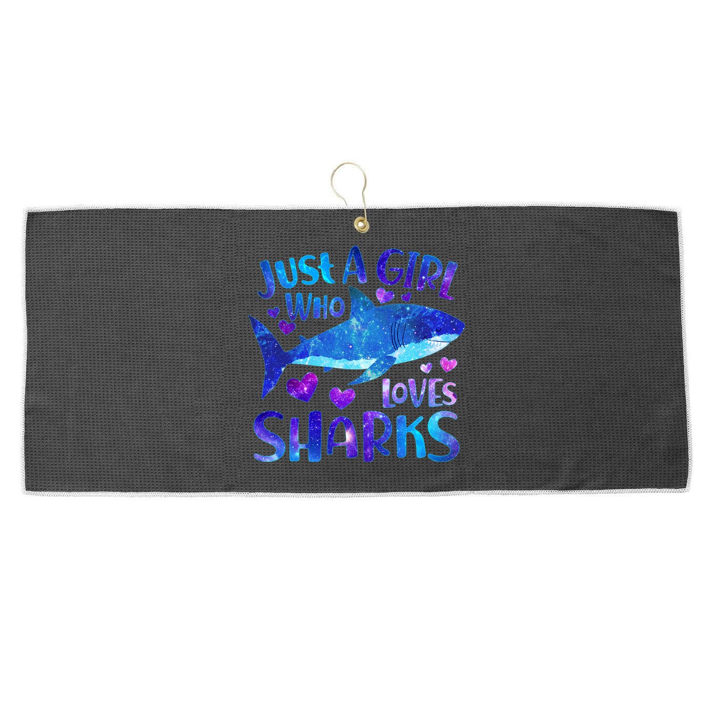 Funny Cute Just A Girl Who Loves Sharks Large Microfiber Waffle Golf Towel