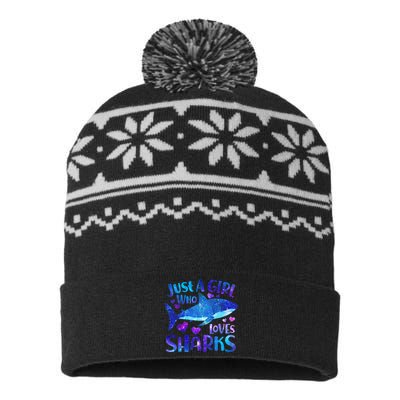 Funny Cute Just A Girl Who Loves Sharks USA-Made Snowflake Beanie