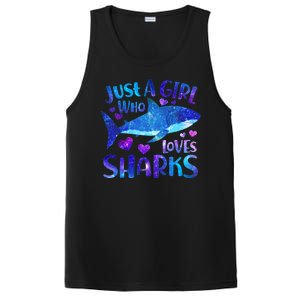 Funny Cute Just A Girl Who Loves Sharks PosiCharge Competitor Tank