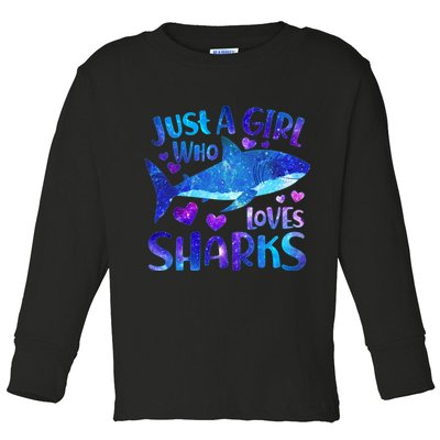 Funny Cute Just A Girl Who Loves Sharks Toddler Long Sleeve Shirt