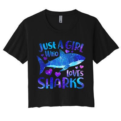 Funny Cute Just A Girl Who Loves Sharks Crop Top