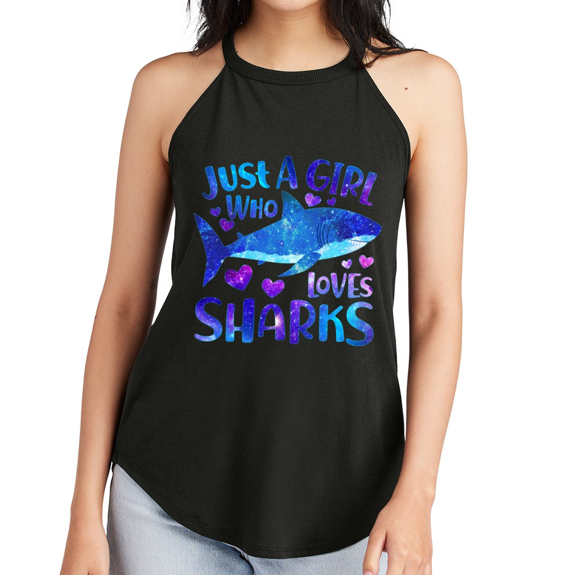 Funny Cute Just A Girl Who Loves Sharks Women's Perfect Tri Rocker Tank
