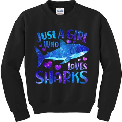 Funny Cute Just A Girl Who Loves Sharks Kids Sweatshirt