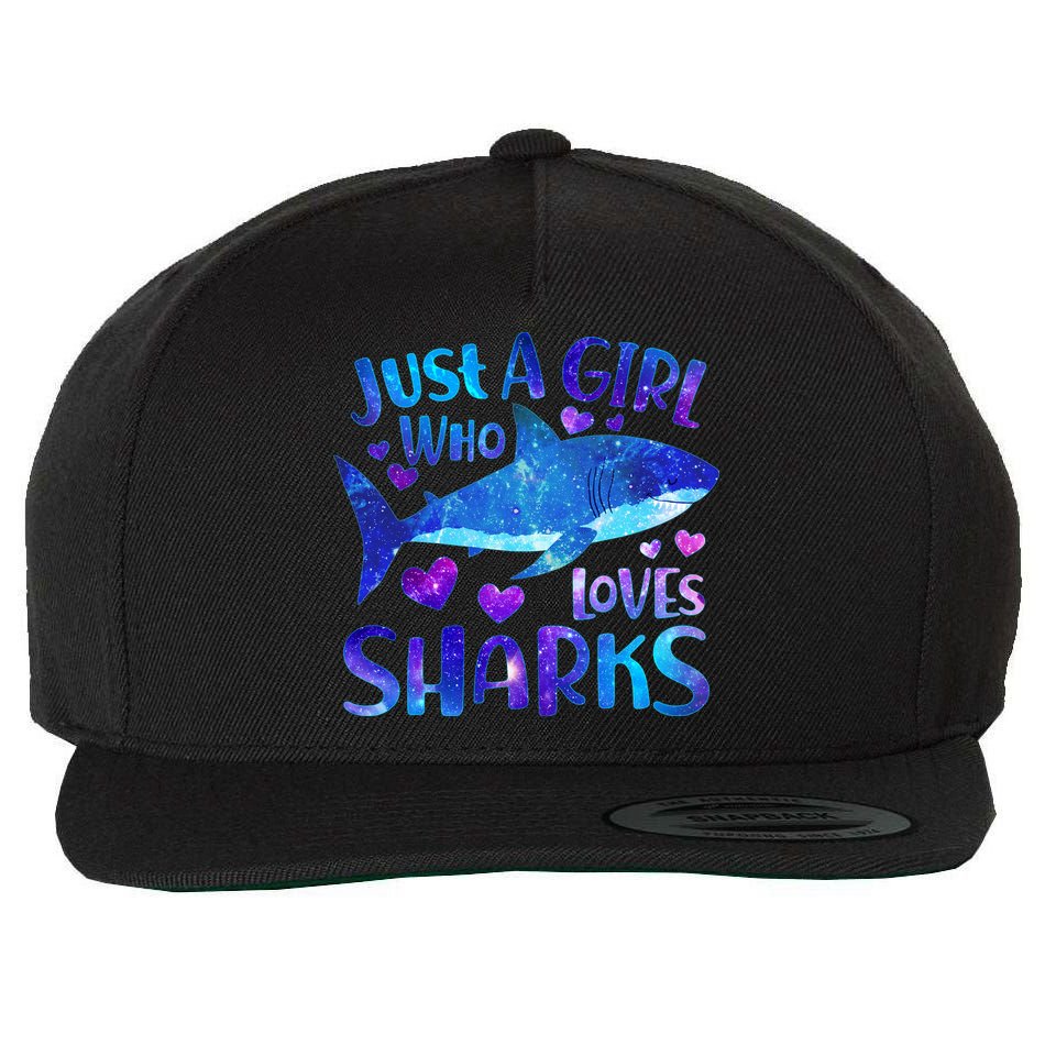 Funny Cute Just A Girl Who Loves Sharks Wool Snapback Cap