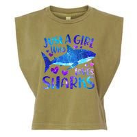 Funny Cute Just A Girl Who Loves Sharks Garment-Dyed Women's Muscle Tee