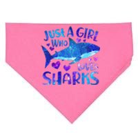 Funny Cute Just A Girl Who Loves Sharks USA-Made Doggie Bandana