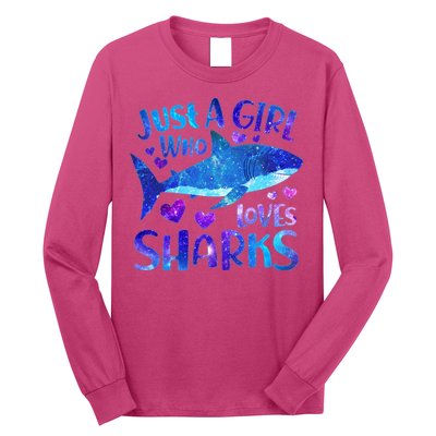 Funny Cute Just A Girl Who Loves Sharks Long Sleeve Shirt