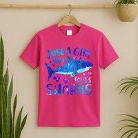 Funny Cute Just A Girl Who Loves Sharks T-Shirt