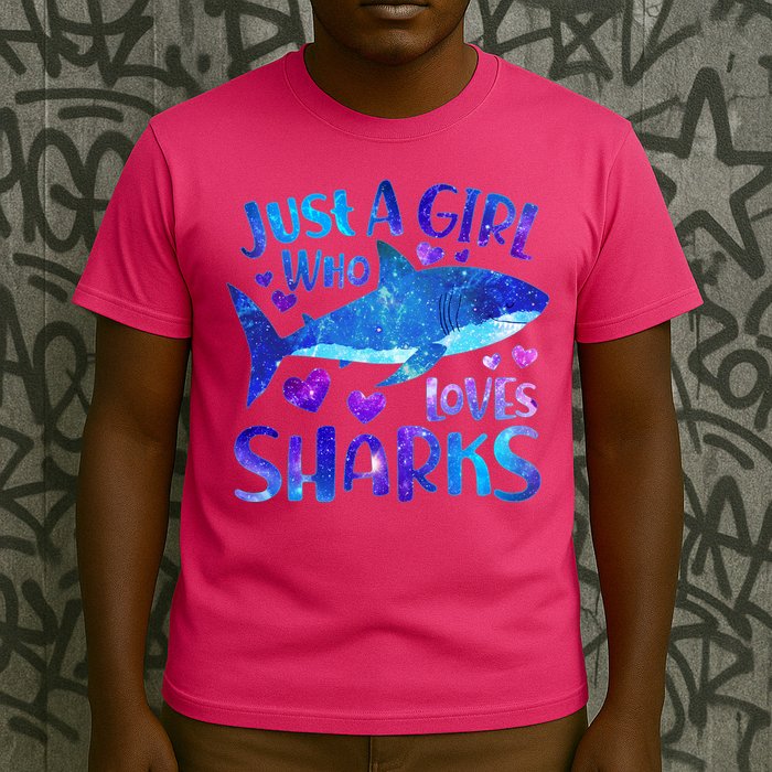 Funny Cute Just A Girl Who Loves Sharks T-Shirt