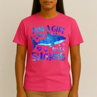 Funny Cute Just A Girl Who Loves Sharks T-Shirt