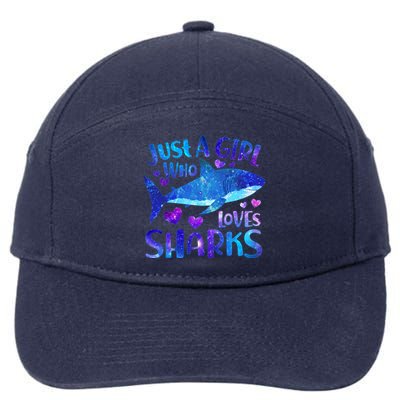 Funny Cute Just A Girl Who Loves Sharks 7-Panel Snapback Hat