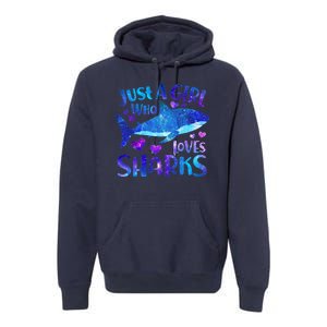 Funny Cute Just A Girl Who Loves Sharks Premium Hoodie