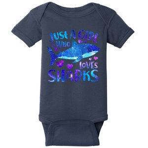 Funny Cute Just A Girl Who Loves Sharks Baby Bodysuit