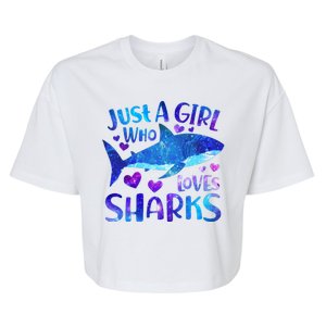 Funny Cute Just A Girl Who Loves Sharks Bella+Canvas Jersey Crop Tee