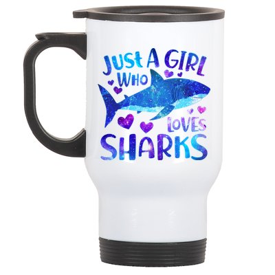 Funny Cute Just A Girl Who Loves Sharks Stainless Steel Travel Mug