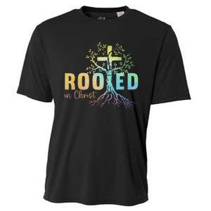 Faith Christian Jesus Lovers Rooted In Christ Cooling Performance Crew T-Shirt