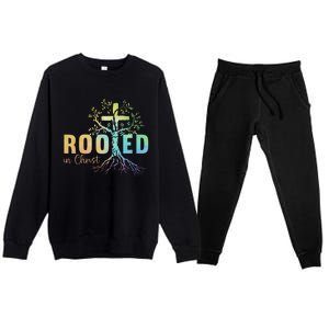 Faith Christian Jesus Lovers Rooted In Christ Premium Crewneck Sweatsuit Set