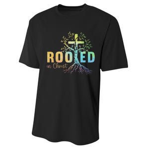 Faith Christian Jesus Lovers Rooted In Christ Performance Sprint T-Shirt