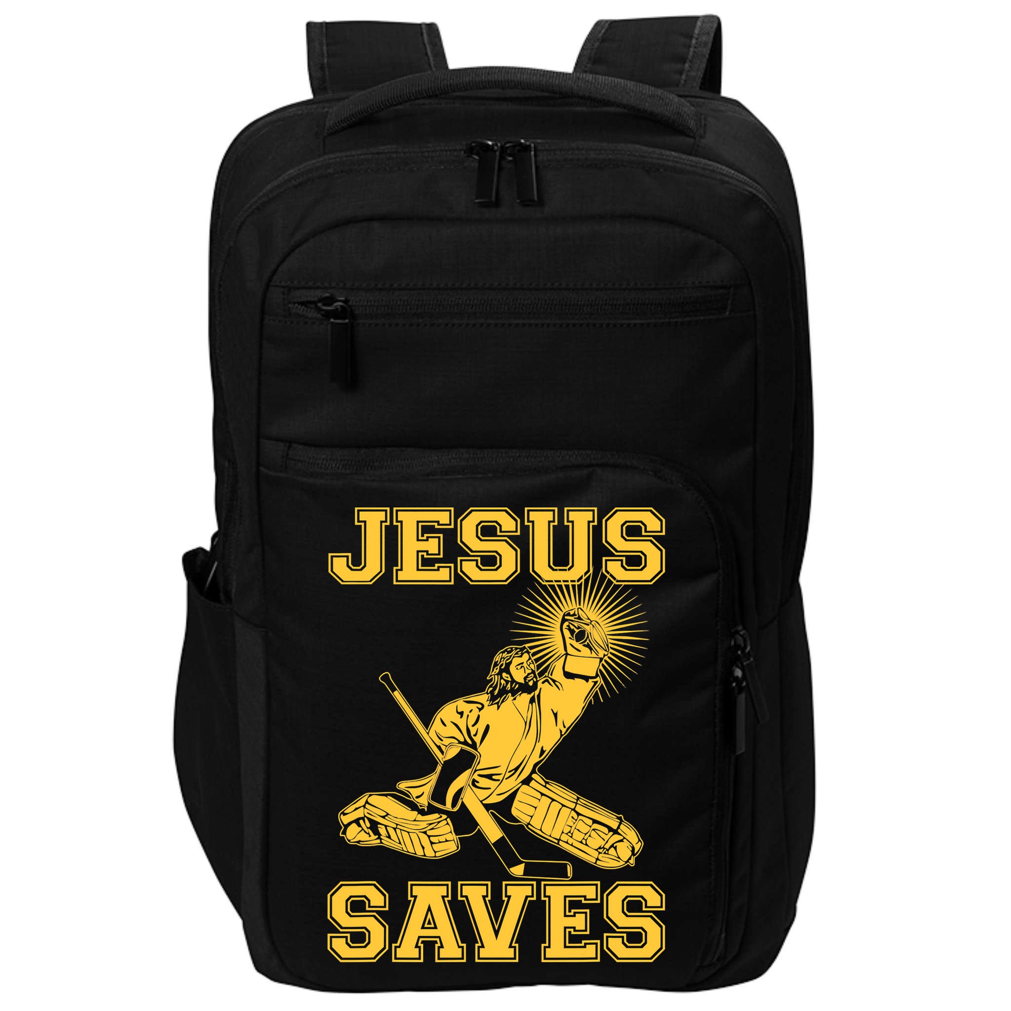 Funny Christian Jesus Saves Hockey Impact Tech Backpack