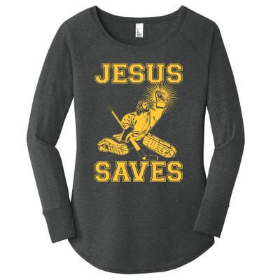 Funny Christian Jesus Saves Hockey Women's Perfect Tri Tunic Long Sleeve Shirt