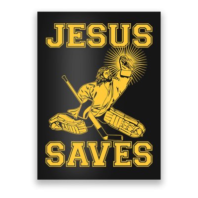Funny Christian Jesus Saves Hockey Poster