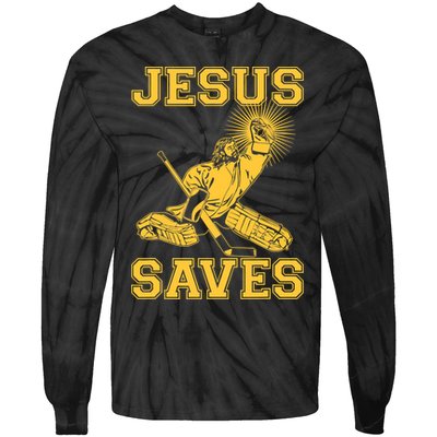 Funny Christian Jesus Saves Hockey Tie-Dye Long Sleeve Shirt