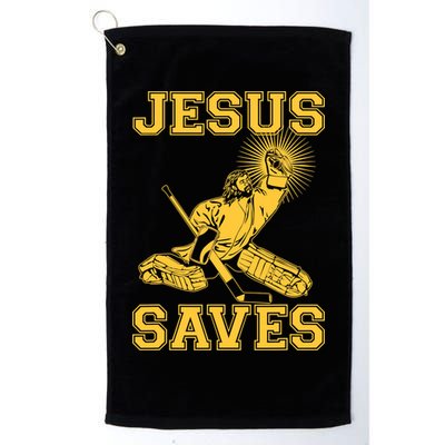 Funny Christian Jesus Saves Hockey Golf Towel