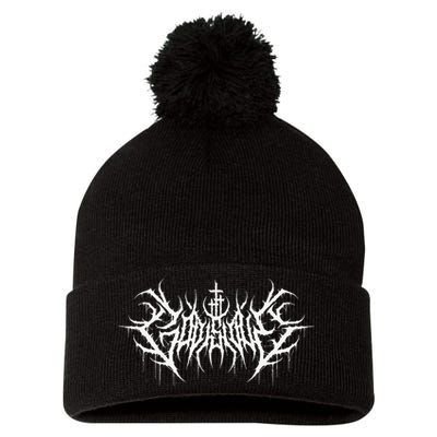 Funny Cross Jesus God Is Love Death Metal Design Pom Pom 12in Knit Beanie